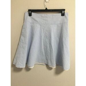 American Living Skirt Striped Blue Flare Lined 100% Cotton Pockets Size 12